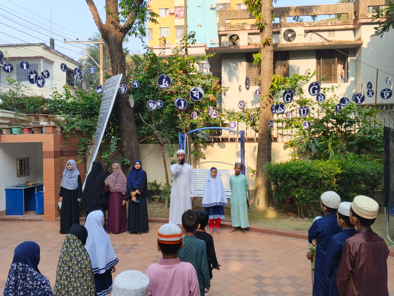 Students learning inside Al-Wahi International Madrasah classroom